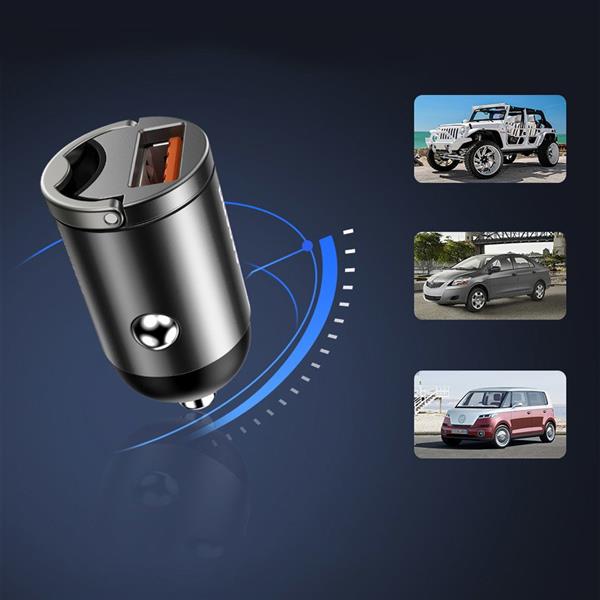 Baseus Tiny Star mini inteligentna ładowarka samochodowa USB 30W Quick Charge 3.0 szary (VCHX-A0G)-2145313