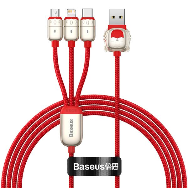 Baseus Year of the Tiger 3w1 kabel USB - Lightning / USB Typ C / micro USB 3,5 A 1,2m czerwony (CASX010009)-2241816