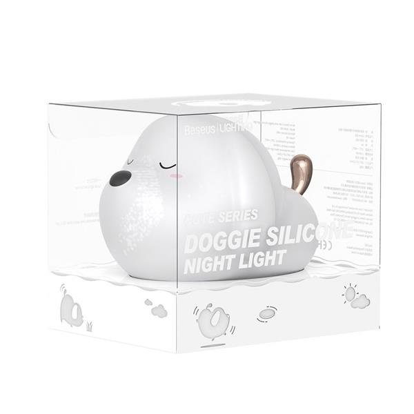 Baseus silikonowa nocna lampka LED dla dzieci 3 tryby świecenia piesek biały (DGAM-B02)-2152565