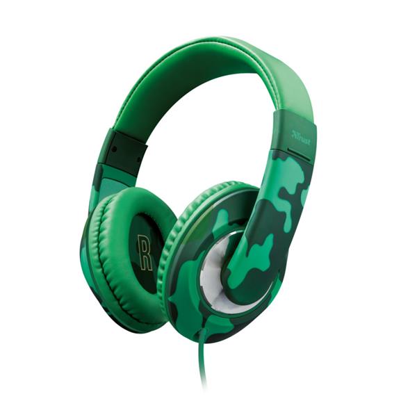 Trust słuchawki przewodowe nauszne Sonin Kids zielone moro-1204065