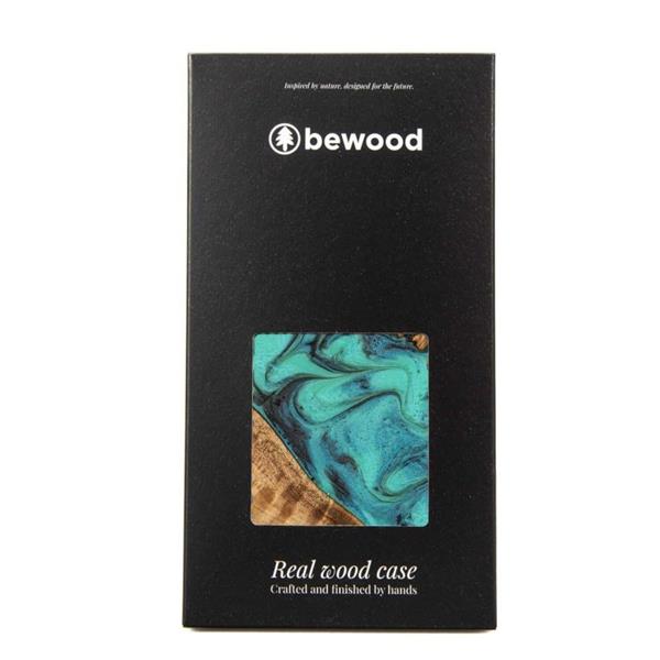 Etui z drewna i żywicy na iPhone 13 Bewood Unique Turquoise - turkusowo-czarne-3132786
