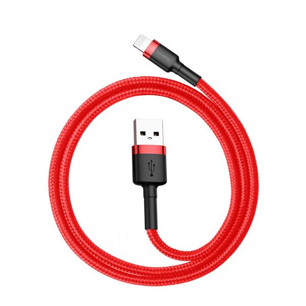 Baseus Cafule Cable wytrzymały nylonowy kabel przewód USB / Lightning QC3.0 2.4A 0,5M czerwony (CALKLF-A09)-2141651