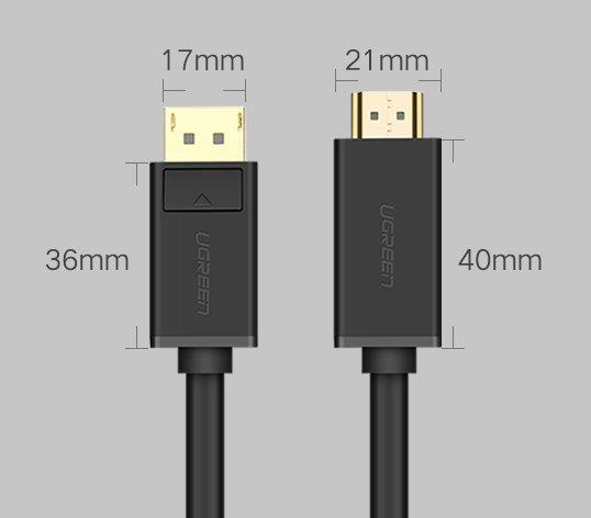 Ugreen jednokierunkowy kabel z DisplayPort na HDMI 4K 30 Hz 32 AWG 2 m czarny (DP101 10202)-2169680
