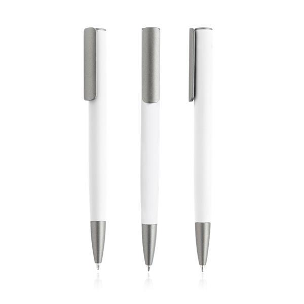 Aluminiowy długopis z recyklingu z bambusowym detalem-3183031