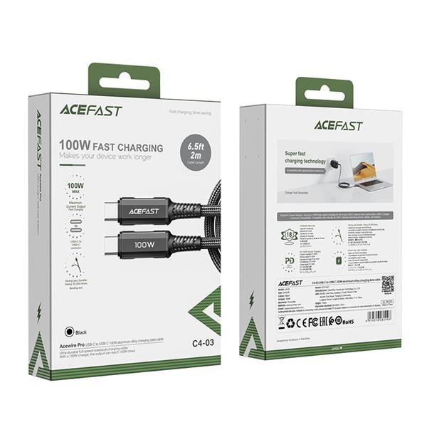 Acefast kabel USB Typ C - USB Typ C 2m, 100W (20V/5A) czarny (C4-03 Black)-2269809