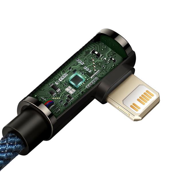 Baseus Legendary kątowy nylonowy kabel przewód USB Typ C - Lightning dla graczy 20W Power Delivery 1m niebieski (CACS000203)-2216506