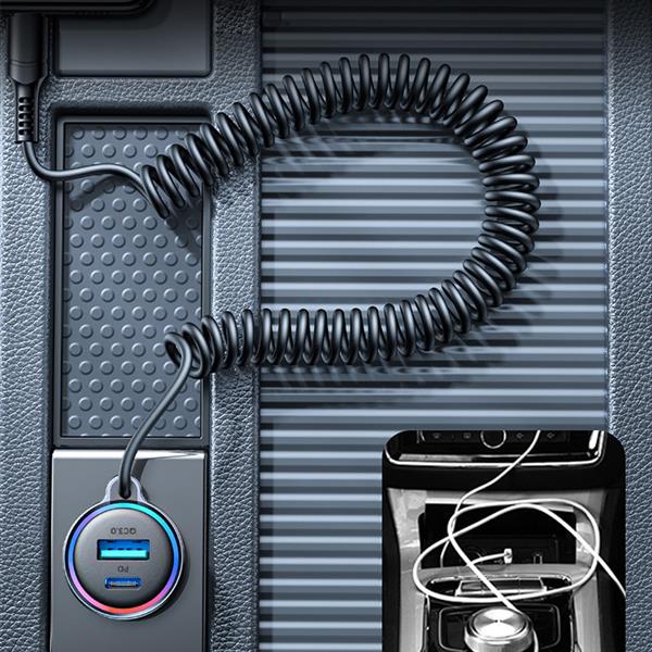 Joyroom szybka ładowarka samochodowa 3 w 1 z kablem USB Typ C 1,5m 55W czarny (JR-CL07)-2275345