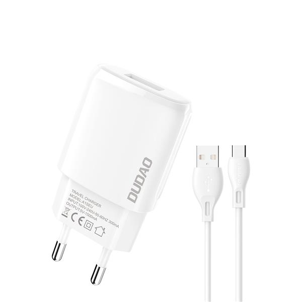 Dudao ładowarka sieciowa USB-A 7.5W + kabel USB-A - USB-C 1m biały (A1sEUT)-2614375