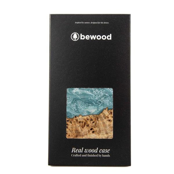 Etui z drewna i żywicy na iPhone 14 Bewood Unique Uran - niebiesko-białe-3132756