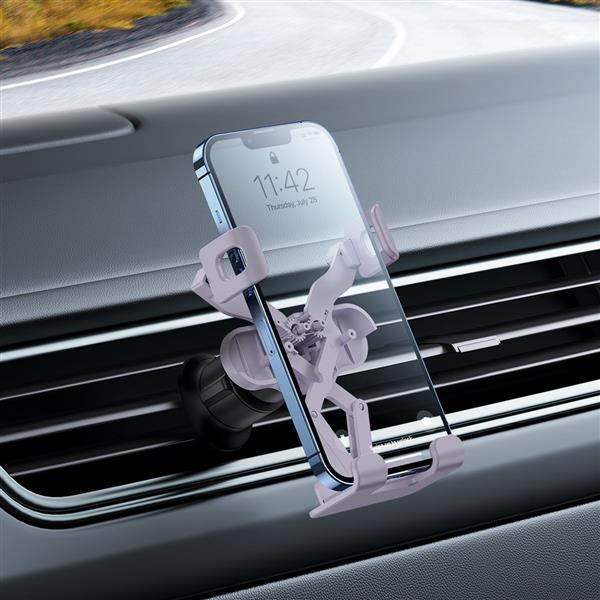 Baseus grawitacyjny uchwyt samochodowy na telefon na kratkę nawiewu (Air Outlet Version) różowy (SUWX010005)-2422773