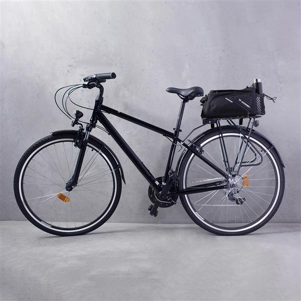 Wozinsky torba rowerowa na bagażnik z paskiem na ramię 9l (pokrowiec przeciwdeszczowy w zestawie) czarny (WBB22BK)-3101859