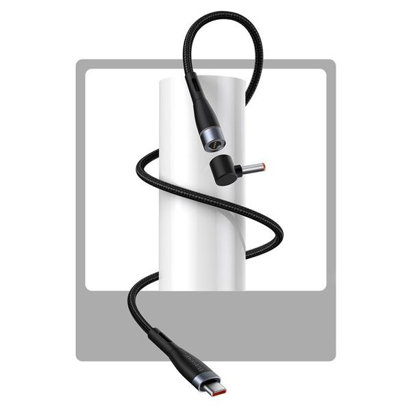 Baseus magnetyczny kabel do zasilania ładowania laptopa Lenovo USB Typ C - DC Round (4 mm x 1,7 mm) 100W 2m czarny (CATXC-T01)-2206969
