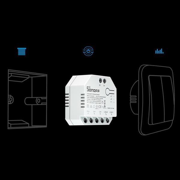 Sonoff dwukanałowy inteligentny przełącznik przekaźnik Wi-Fi biały (DUALR3)-2187459