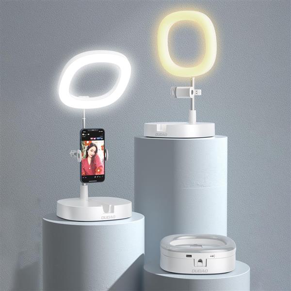 Dudao lampa LED Ring Flash statyw zestaw do nagrywania live streaming filmów YouTube TikTok Instagram uchwyt na telefon do selfie lampa pierścieniowa biały (F16)-2242254