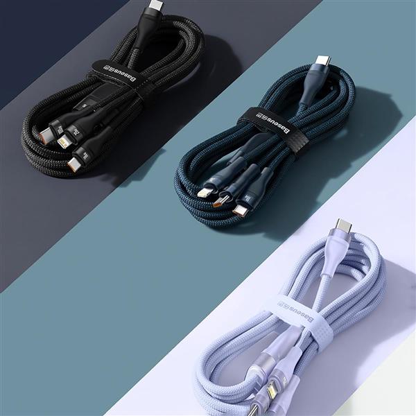 Baseus Flash Series II kabel USB Typ C  - USB Typ C / Lightning / micro USB 100 W 1,5 m czarny (CASS030201)-2299739