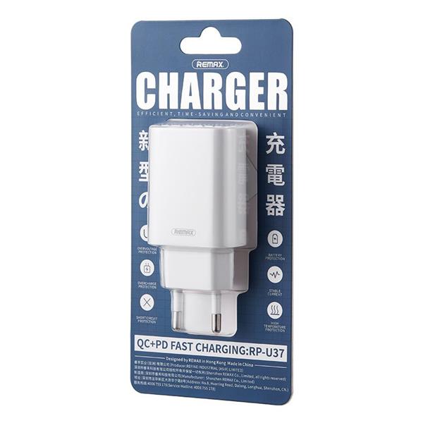 Remax ładowarka USB / USB Typ C 18W Power Delivery Quick Charge biały (RP-U37 set white)-2210846