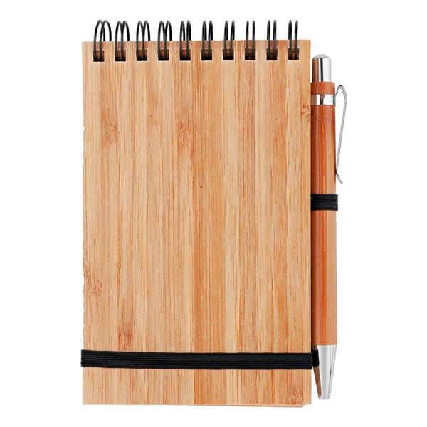 Bambusowy notatnik A6 z długopisem-1953458