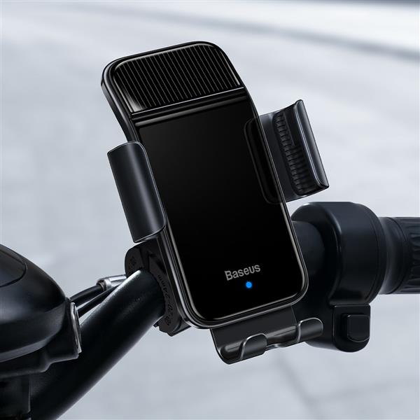 Baseus elektryczny rowerowy uchwyt na smartfon z wbudowanym panelem słonecznym 150mAh czarny (SUZG010001)-2382226