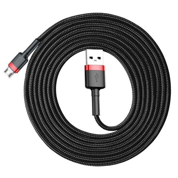 Baseus Cafule Cable wytrzymały nylonowy kabel przewód USB / micro USB 1.5A 2M czarno-czerwony (CAMKLF-C91)-2141555