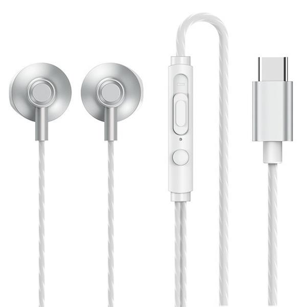 REMAX douszne słuchawki zestaw słuchawkowy z pilotem i mikrofonem USB Typ C srebrny (RM-711a Silver)-2186143