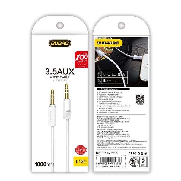 Dudao kabel AUX mini jack 3.5mm 1m 3 polowy stereo biały (L12S white)-2378725