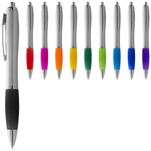 Długopis ze srebrnym korpusem i kolorowym uchwytem Nash-2309862