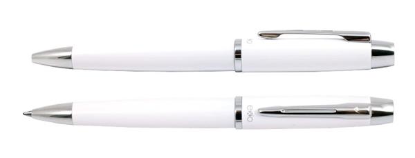 Długopis EXO Aries, biały, wykończenia chromowane-3039699