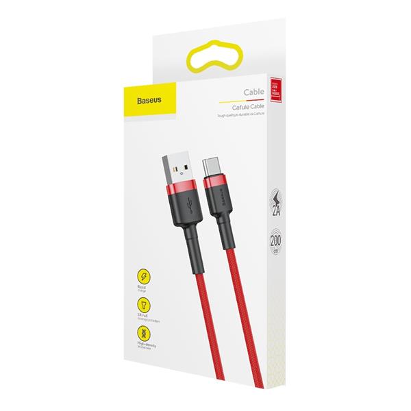 Baseus kabel Cafule USB - USB-C 2,0 m 2A czerwony-2117479