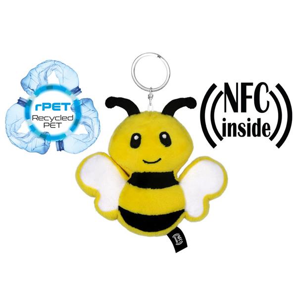 Pluszowa pszczoła RPET z chipem NFC, brelok | Zibee-1962487