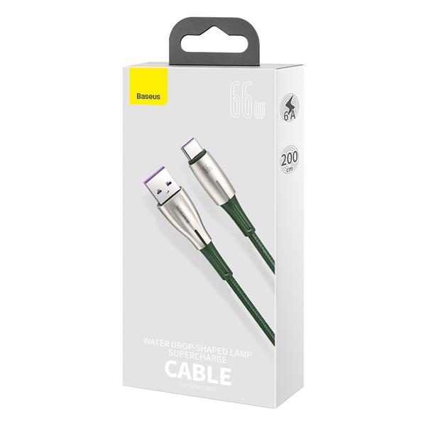 Baseus Water Drop kabel USB - USB Typ C 66 W (11 V / 6 A) Huawei SuperCharge SCP 2 m zielony (CATSD-N06)-2186267