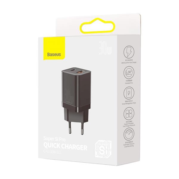Baseus Super Si Pro szybka ładowarka USB / USB Typ C 30W Power Delivery Quick Charge czarny (CCSUPP-E01)-2241727