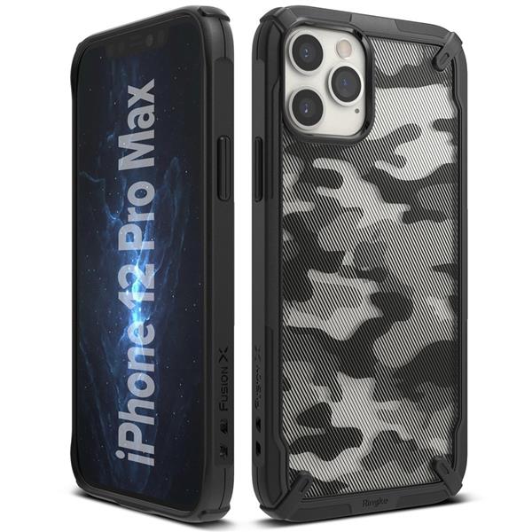 Ringke Fusion X Design etui pancerny pokrowiec z ramką iPhone 12 Pro Max czarny Camo Black (XDAP0017)-2168300