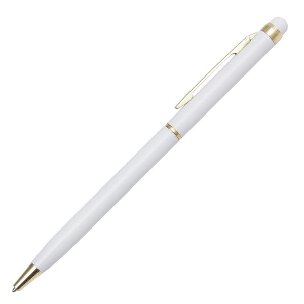 Długopis aluminiowy Touch Tip Gold, biały-548778
