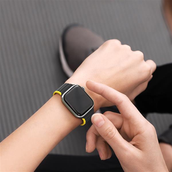 Magnetyczny pasek Apple Watch SE, 9, 8, 7, 6, 5, 4, 3, 2, 1 (41, 40, 38 mm) Dux Ducis Strap (LD Version) - czarno-żółty-3125362