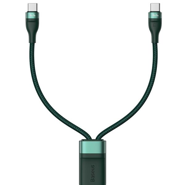 Baseus 2w1 kabel USB Typ C - USB Typ C (5 A - 100 W / 65 W / 18 W) 1,5 m Power Delivery Quick Charge zielony (CA1T2-C06)-2171142