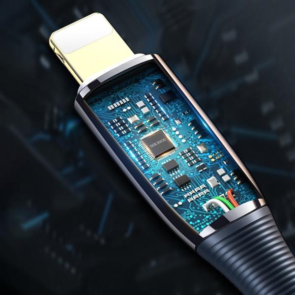 Dux Ducis K-IV Series nylonowy kabel USB Typ C - Lightning 18 W z diodą LED Power Delivery 3m czarny-2178306