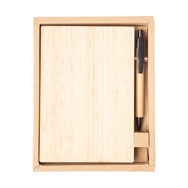 Zestaw bambusowy z notesem Lorca, brązowy-2015400