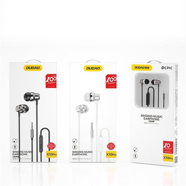 Dudao dokanałowe słuchawki zestaw słuchawkowy z pilotem i mikrofonem 3,5 mm mini jack srebrny (X10 Pro silver)-2164158