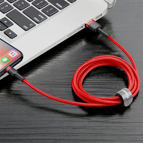 Baseus Cafule Cable wytrzymały nylonowy kabel przewód USB / Lightning QC3.0 2.4A 0,5M czerwony (CALKLF-A09)-2141649
