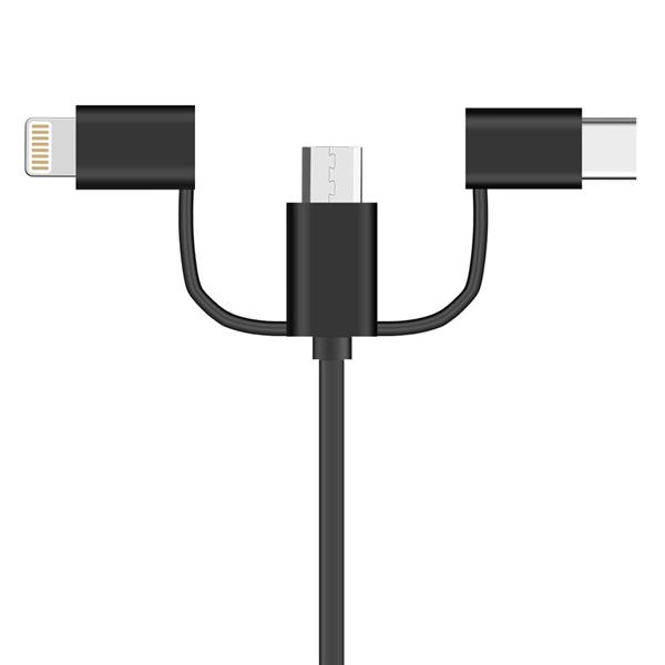 Kabel 3w1 USB - micro USB / USB Typ C / Lightning 2 A 1 m czarny-2379029
