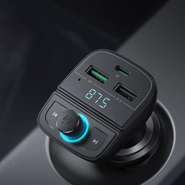 Ugreen Transmiter FM Bluetooth 5.0 ładowarka samochodowa MP3 3x USB TF micro SD 4,8 A czarny (CD229)-2212822