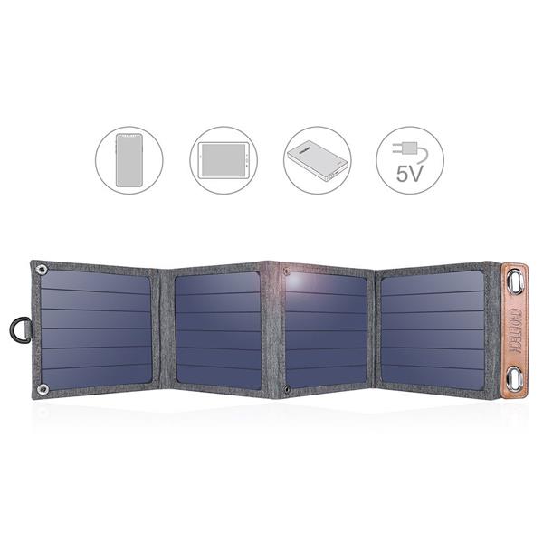 Choetech rozkładana podróżna ładowarka solarna słoneczna fotowoltaiczna 14W z USB 5V / 2,4A panel słoneczny szary (SC004)-2218667
