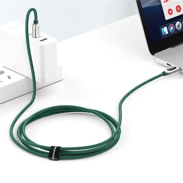 Baseus kabel USB Typ C - USB Typ C 100W (20V / 5A) Power Delivery z wyświetlaczem ekranem miernik mocy 2m zielony (CATSK-C06)-2219164