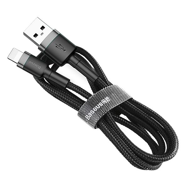 Baseus Cafule Cable wytrzymały nylonowy kabel przewód USB / Lightning QC3.0 2.4A 1M czarno-szary (CALKLF-BG1)-2141686