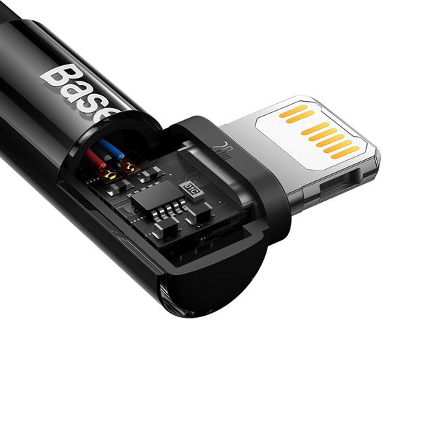 Baseus MVP 2 Elbow kątowy kabel przewód Power Delivery z bocznym wtykiem USB Typ C / Lightning 1m 20W czarny (CAVP000201)-2416721