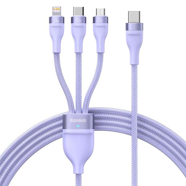 Baseus Flash Series II kabel USB Typ C / USB Typ A - USB Typ C / Lightning / micro USB 100 W 1,5 m fioletowy (CASS030205)-2299757