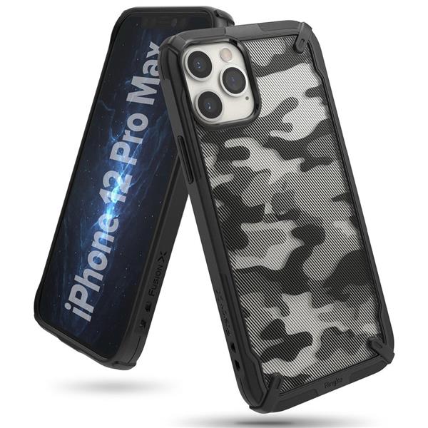Ringke Fusion X Design etui pancerny pokrowiec z ramką iPhone 12 Pro Max czarny Camo Black (XDAP0017)-2168301