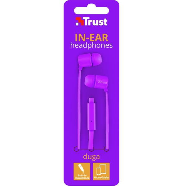 Trust słuchawki przewodowe douszne Duga neonowe fioletowe-1178137