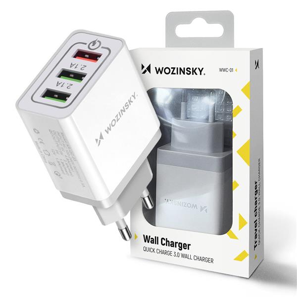 Wozinsky szybka ładowarka sieciowa Quick Charge QC 3.0 3x USB 30W biały (WWC-01)-2150476