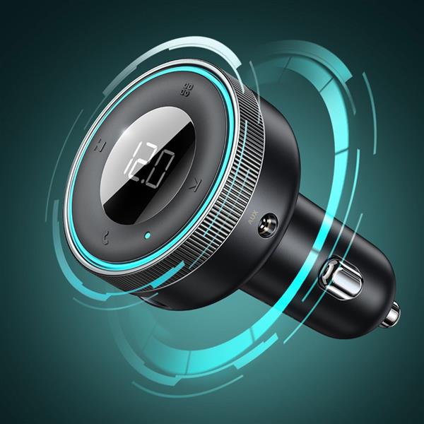 Baseus Enjoy transmiter FM ładowarka samochodowa LED 2x USB / 3,5mm jack bezprzewodowy odtwarzacz MP3 Bluetooth 5.0 3.4A czarny (CCLH-01)-2209609